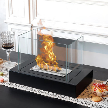 US Freeshipping Popular Square Bioethanol Fireplace Coffee Table Decorative Alcohol Heater Eco-friendly Glass Fire Pit