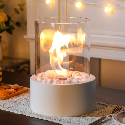 EU US Stock Classic Tabletop Ethanol Fireplace Round White Bio Ethanol Ventless Fireplace (Freeshipping)