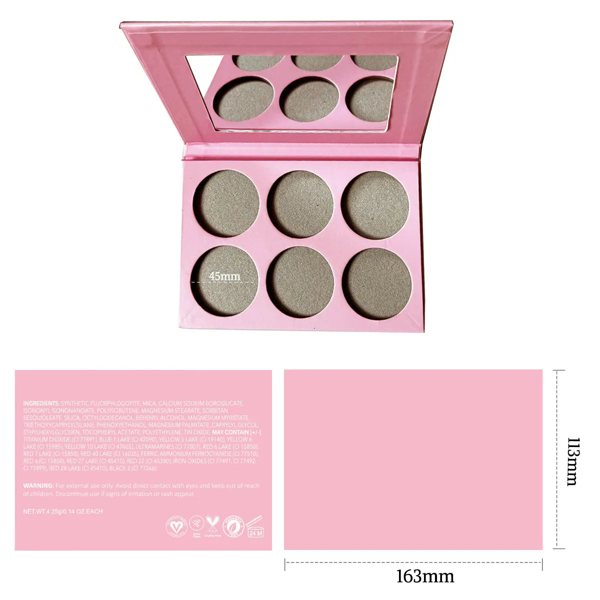 Custom logo Long Lasting Nude Shimmer Glitter Blush Highlighter Contour Palette Private Label Cruelty Free Blush Palette