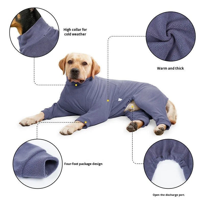 Dog Winter Warm Sweatshirt Large Pet Dog Clothes Wearable Outings Play Cold-Resistant High Elastic Polyester