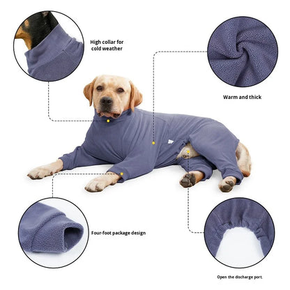 Dog Winter Warm Sweatshirt Large Pet Dog Clothes Wearable Outings Play Cold-Resistant High Elastic Polyester