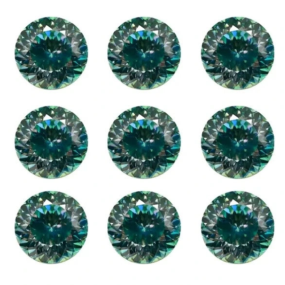 Viresa US Local Stock Moissanite With Certificate 2ct 8mm VVS Round Green Portuguese Cut Moissanite