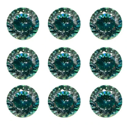 Viresa US Local Stock Moissanite With Certificate 2ct 8mm VVS Round Green Portuguese Cut Moissanite