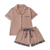 Free Shipping Women's 2-Piece Satin Thermal Summer Pajama Set with Custom Logo Low MOQ Sleepwear
