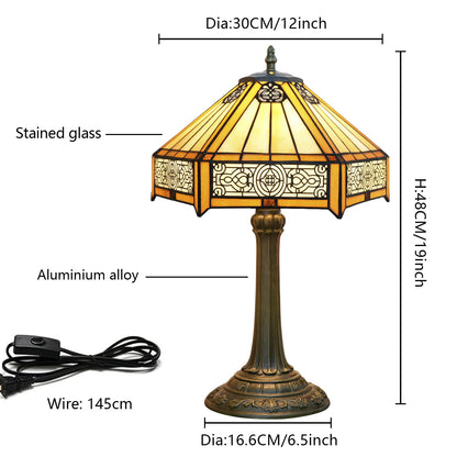 Modern Minimalist Hexagon Lamp for Bedside Bedroom or Office Book Room or Living Room Table Lamp Tiffany Glass Retro Desk Light