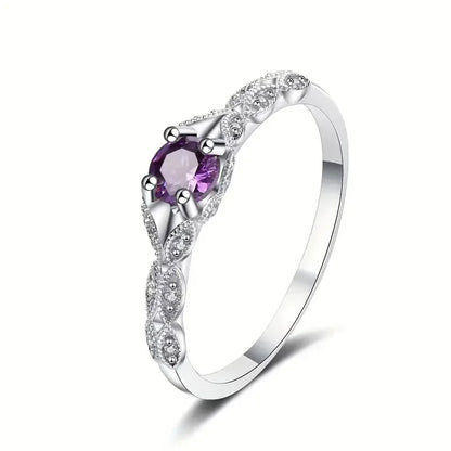 Emerald Gemstone Stainless Steel Ring Women Classic Prong Setting Round Stone Engagement Fashion May Birthstone Jewelry