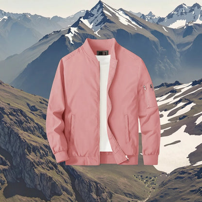 Men's Safari Jacket Softshell Stand Collar Full Zip Casual Stylish Golf Windbreaker Spring Plain Dyed Reversible Front