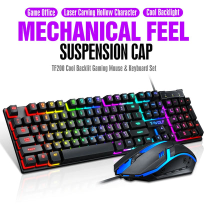 1.35M Line Wired 104 Keys Computer Colorful Blacklight Gaming Keyboard Mouse Combos