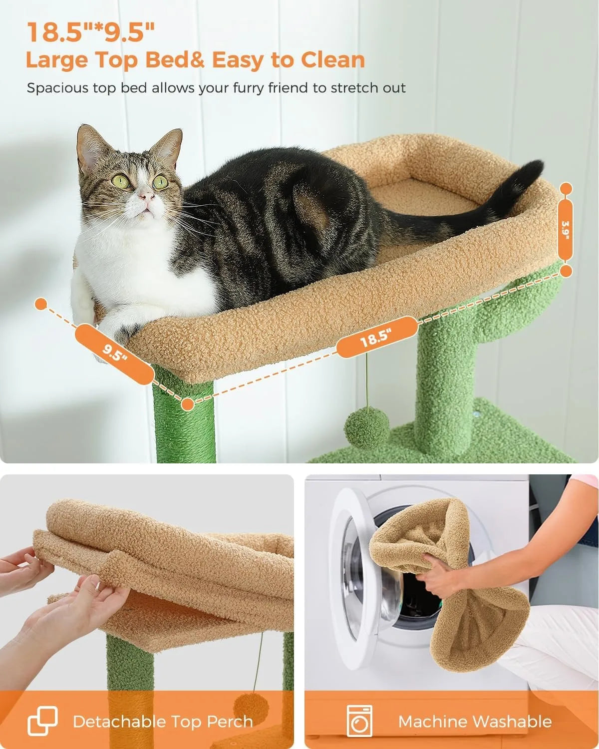 56.2" Multi-Level Cat Tower for Indoor with Hammock and Scratching Posts and 2 Condos Houses