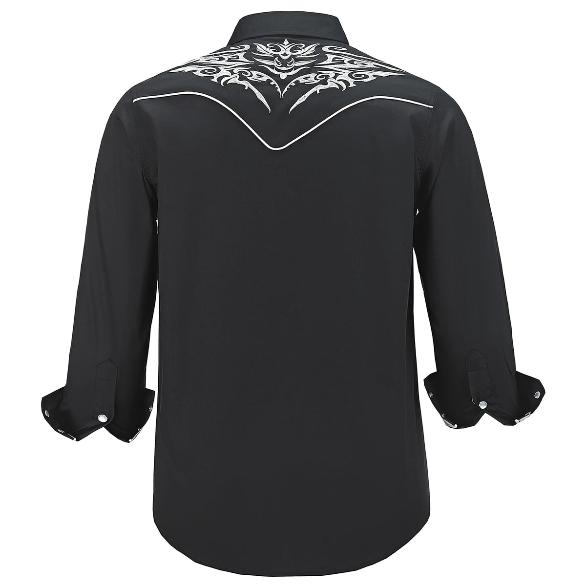 Men's Embroidered Western Cowboy Shirt Long Sleeve Regular Fit Casual Button Down Shirts with Pockets