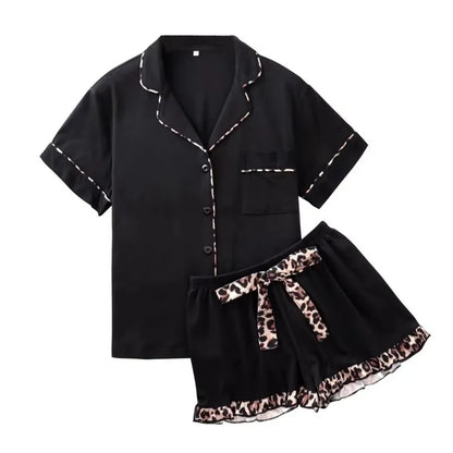Free Shipping Women's 2-Piece Satin Thermal Summer Pajama Set with Custom Logo Low MOQ Sleepwear