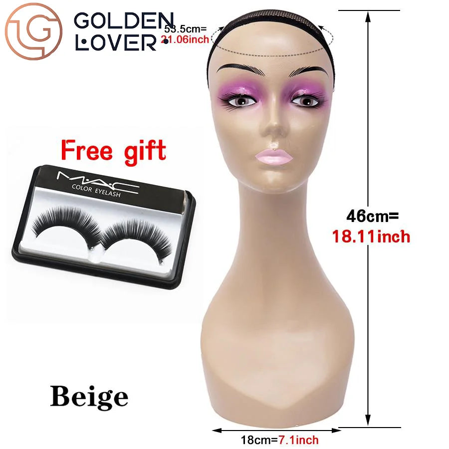 Realistic Mannequin Head for Wigs Female  With Long Neck Manikin Head Bust for Wig Display/Hat/Sunglass/Jewelry With Shoulders