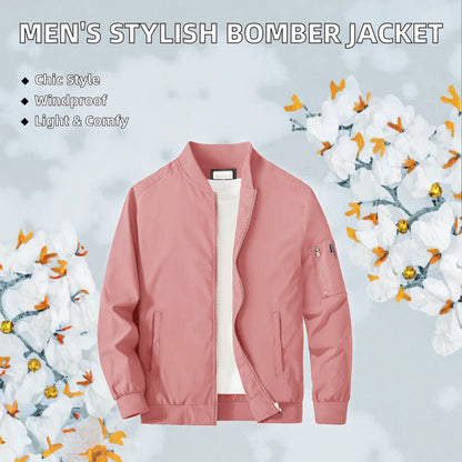 Men's Safari Jacket Softshell Stand Collar Full Zip Casual Stylish Golf Windbreaker Spring Plain Dyed Reversible Front