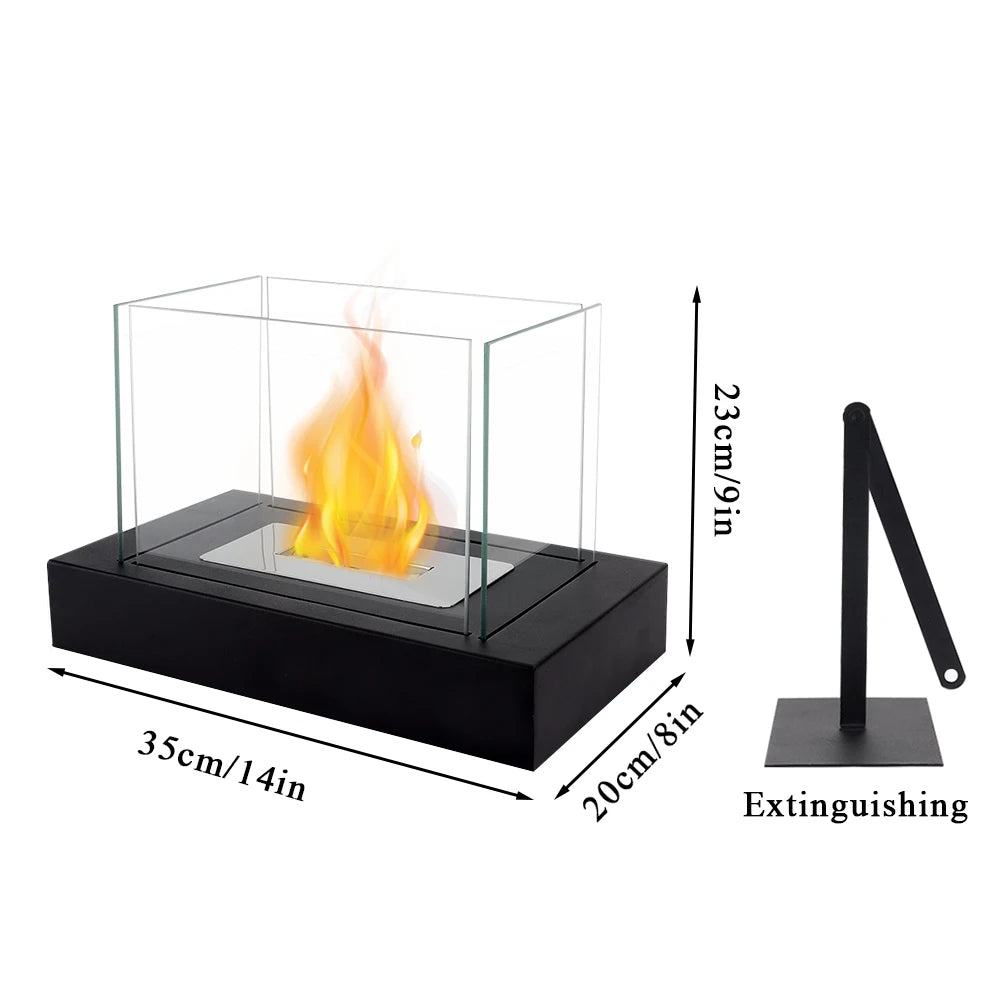 US Freeshipping Popular Square Bioethanol Fireplace Coffee Table Decorative Alcohol Heater Eco-friendly Glass Fire Pit