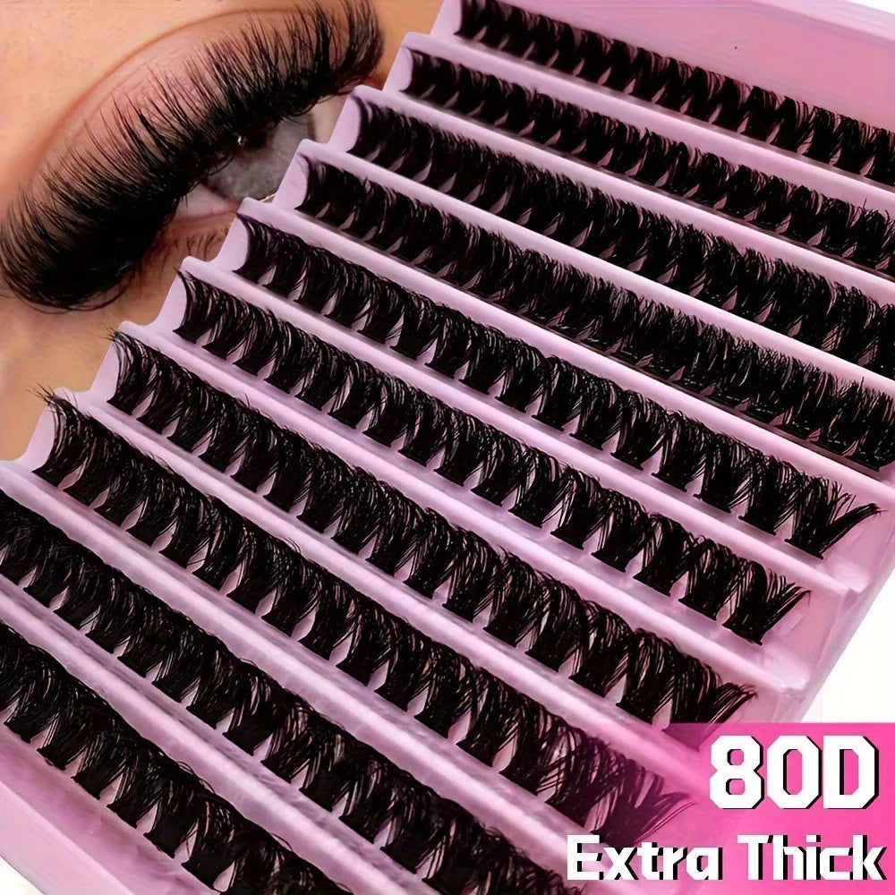 New Handmade C D Curl Segment DIY Cluster Lashes Private Label Extension Eyelash Super Matter Black Cotton Band Smoothest 0.07MM