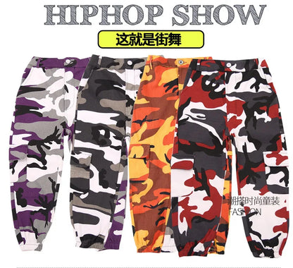 Wine Kid Hip Hop Clothing Camouflage Jogger Pants for Girls Jazz Dance Wear Costume Ballroom Dancing Clothes Stage Outfits Suit