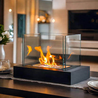 US Freeshipping Popular Square Bioethanol Fireplace Coffee Table Decorative Alcohol Heater Eco-friendly Glass Fire Pit