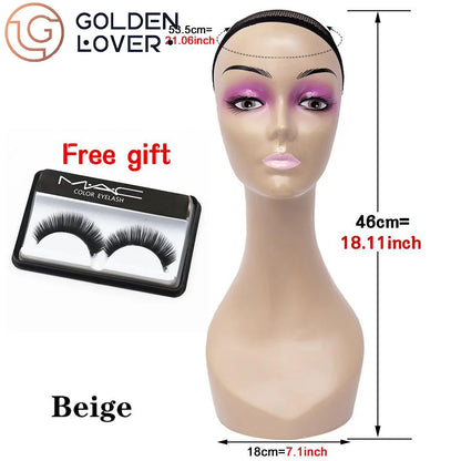 Realistic Mannequin Head for Wigs Female  With Long Neck Manikin Head Bust for Wig Display/Hat/Sunglass/Jewelry With Shoulders