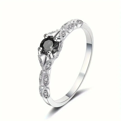 Emerald Gemstone Stainless Steel Ring Women Classic Prong Setting Round Stone Engagement Fashion May Birthstone Jewelry