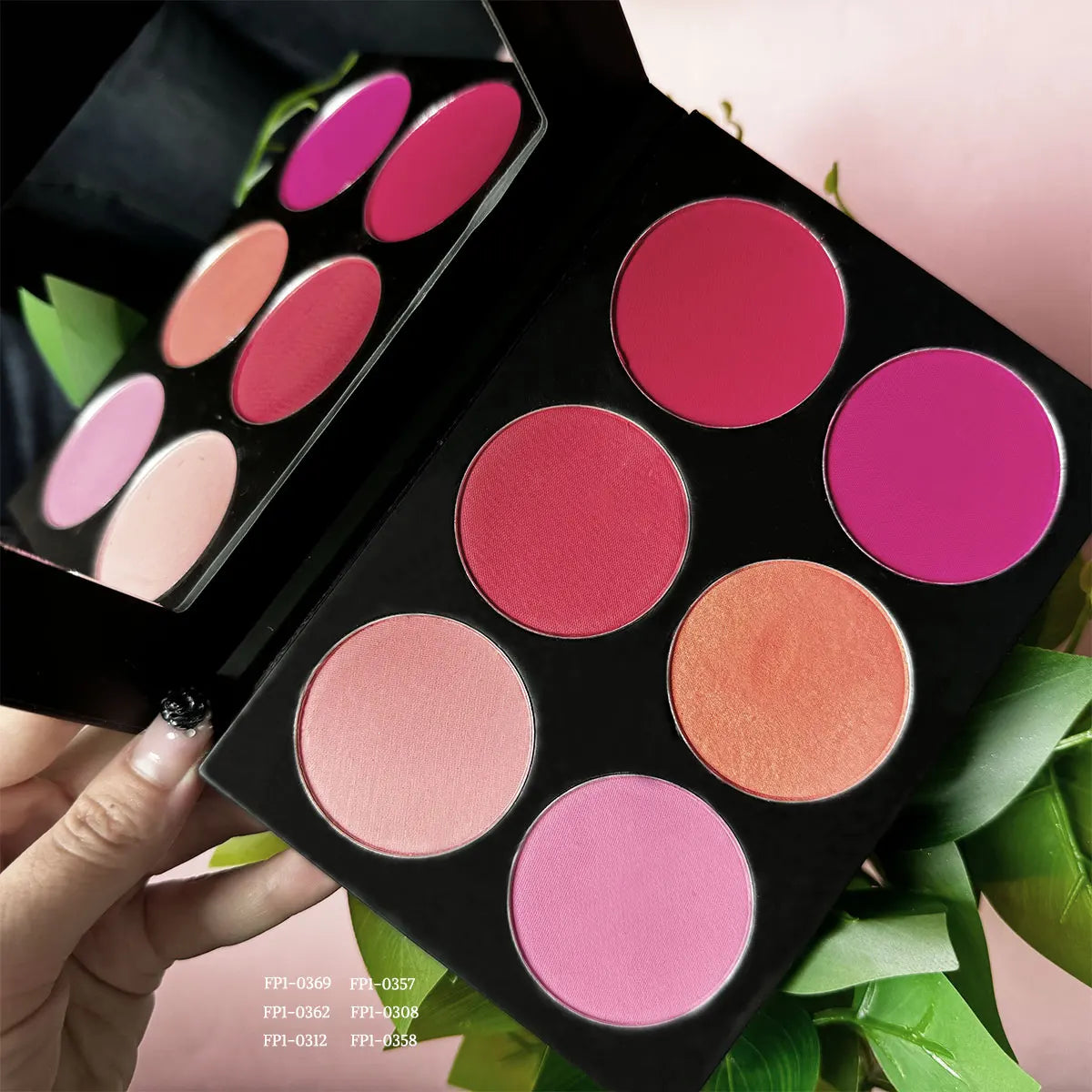 Custom logo Long Lasting Nude Shimmer Glitter Blush Highlighter Contour Palette Private Label Cruelty Free Blush Palette