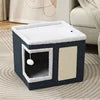 Cat Bed House Scratch Pad Foldable Square Design Solid Pattern Fashion Style Cat Cave Hideaway Cube Removable Washable Cushions