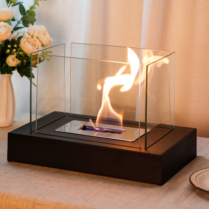 US Freeshipping Popular Square Bioethanol Fireplace Coffee Table Decorative Alcohol Heater Eco-friendly Glass Fire Pit