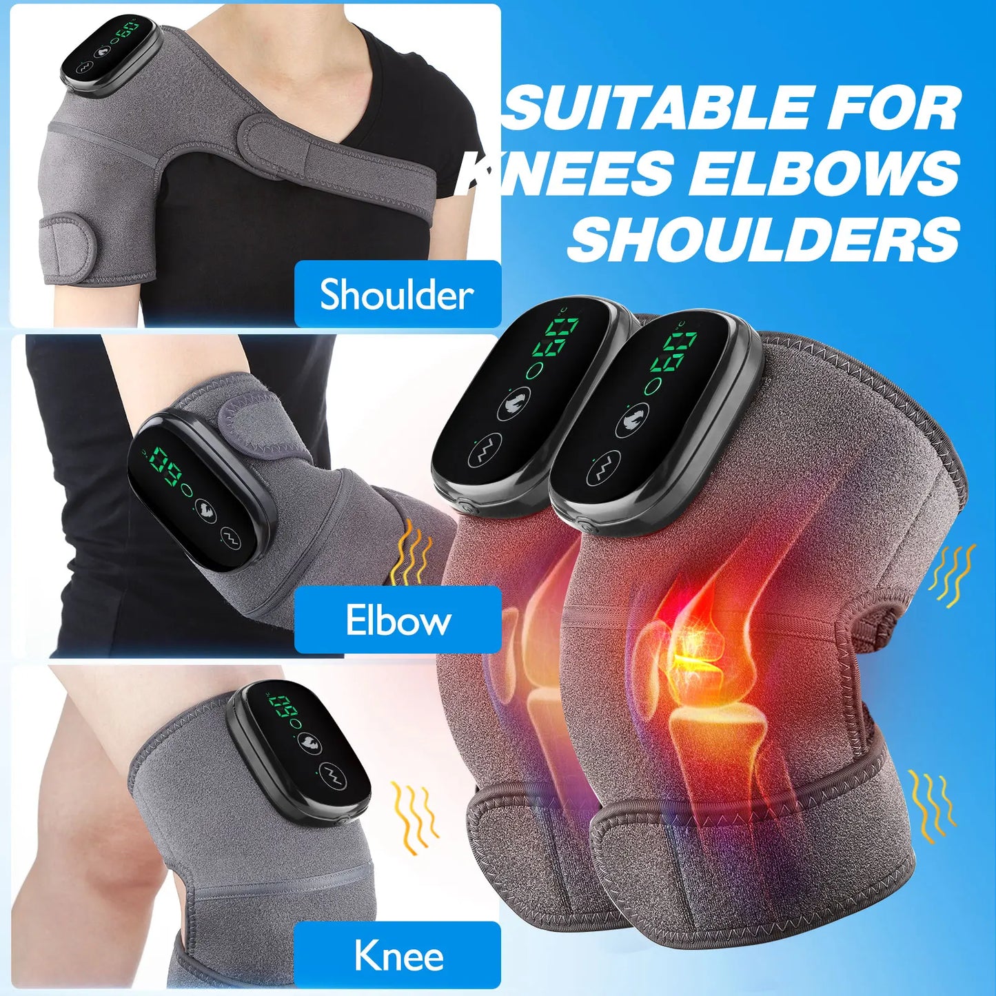Eletric Heating Knee Massage Device Vibration Knee Pads for Shoulder Elbow Joint Warm Massage