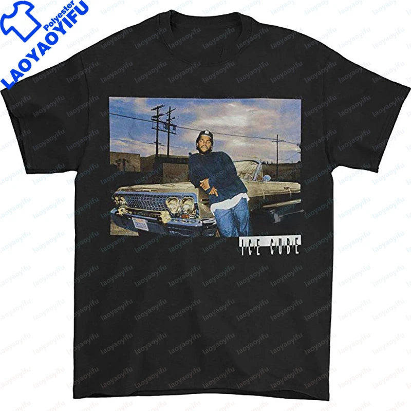 Men Clothing Ice Cube Rapper Hip Hop T-Shirt Vintage Rapper Graphic