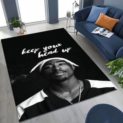 Tupac 2pac Rapper Eminem Hip Hop Rap God Art Rug for Bedroom Living Room Sofa Home Doormat Decor,
