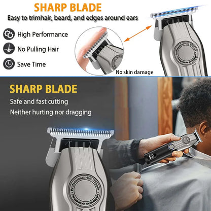 Professional Hair Clipper Set for Men, Cordless Haircut Kit with LED Display.