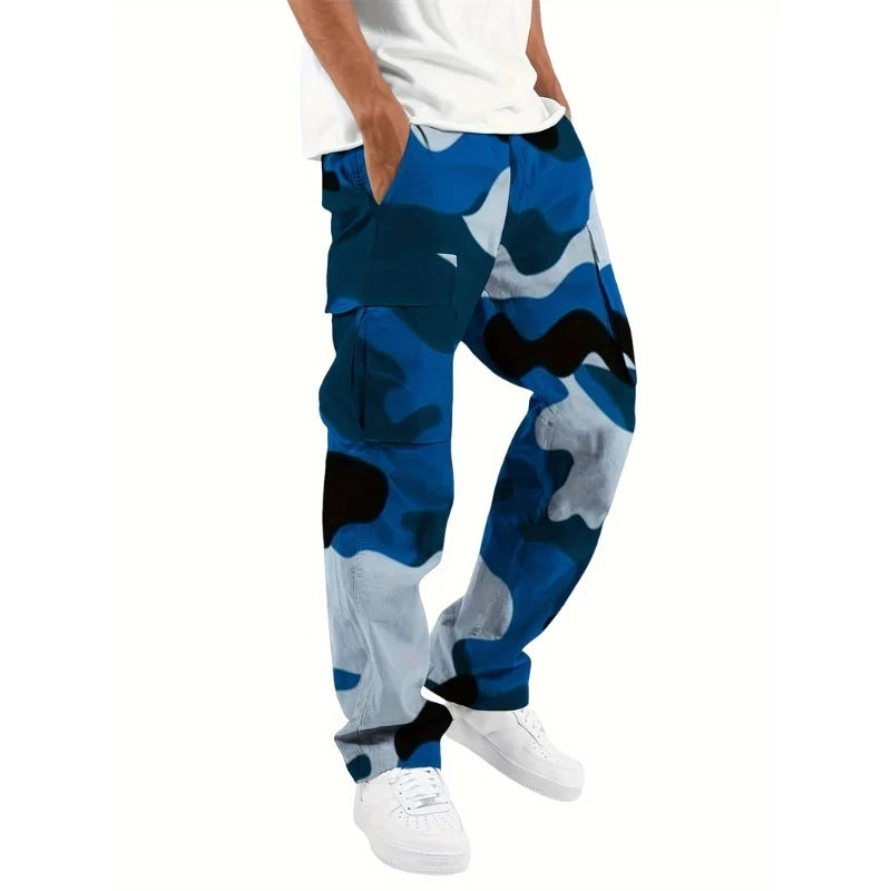 2024 Fashion camouflage overalls men's printing fashion outdoor overalls straight rope overalls men's clothingMen's pants casual