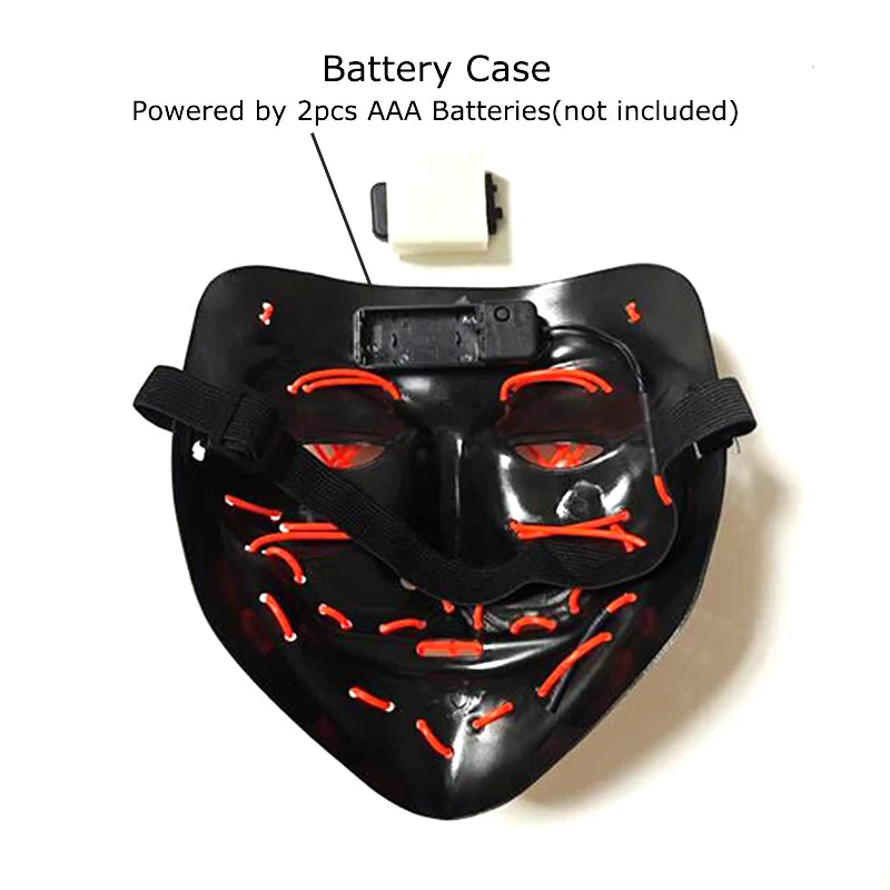 Wireless Neon LED Purge Mask Glow in The Dark Cosplay Horror Mask Halloween
