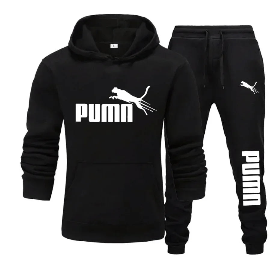 Autumn and Winter Men's Pullover Hoodie and Pants Two-Piece Set
