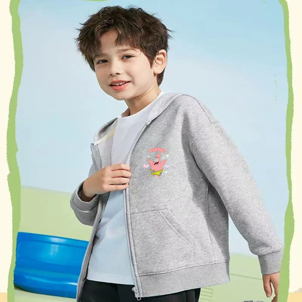 Hoodies Coat SpongeBob SquarePants Children gifts Zipper style Girls Boys Age 3-12 Kids Fashion