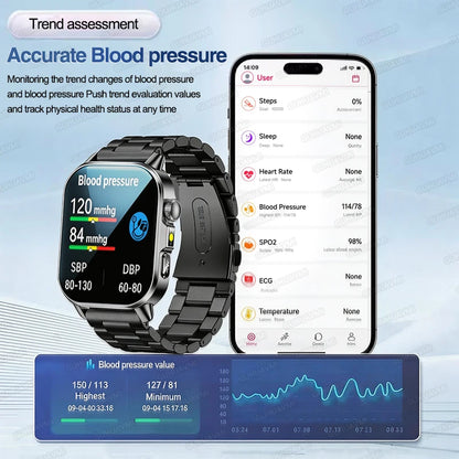 New Men Accurate Health Diagnosis ECG Smart Watch