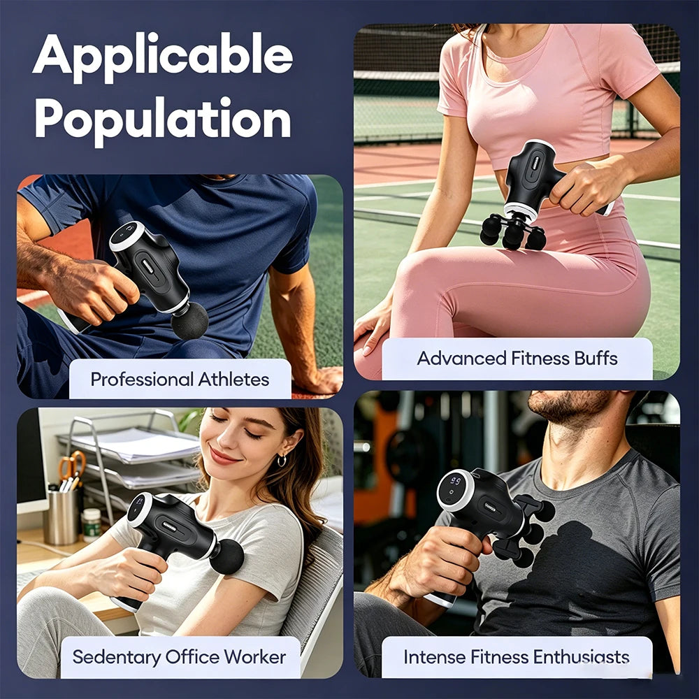 Mini Fascia Gun 38 Level High Frequency Vibration 6-Heads Body Massage Gun Muscle Relaxation Shoulde Waist Back Leg Arm Massager