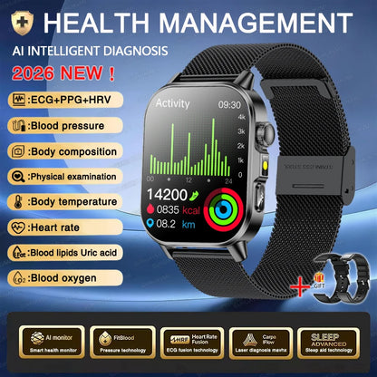 New Men Accurate Health Diagnosis ECG Smart Watch