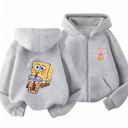 Hoodies Coat SpongeBob SquarePants Children gifts Zipper style Girls Boys Age 3-12 Kids Fashion