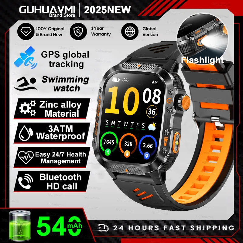GPS T-Rex 3 Swim Sports Smart Watch 10ATM Waterproof Bracelet Flashlight Compass Bluetooth call Men Fitness Military Smartwatch