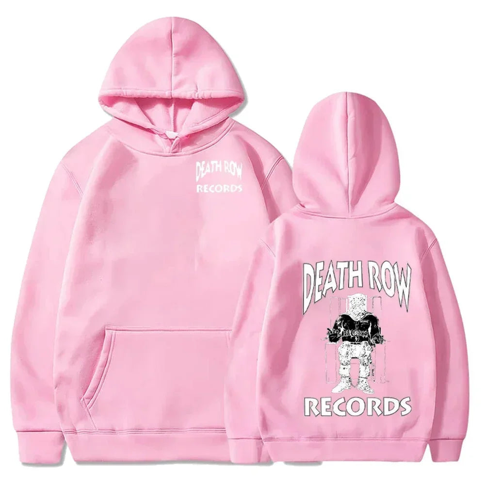 Death Row Inmate Record Print Hip-hop Street Cool Men Hooded Sweatshirt Autumn Winter Daily