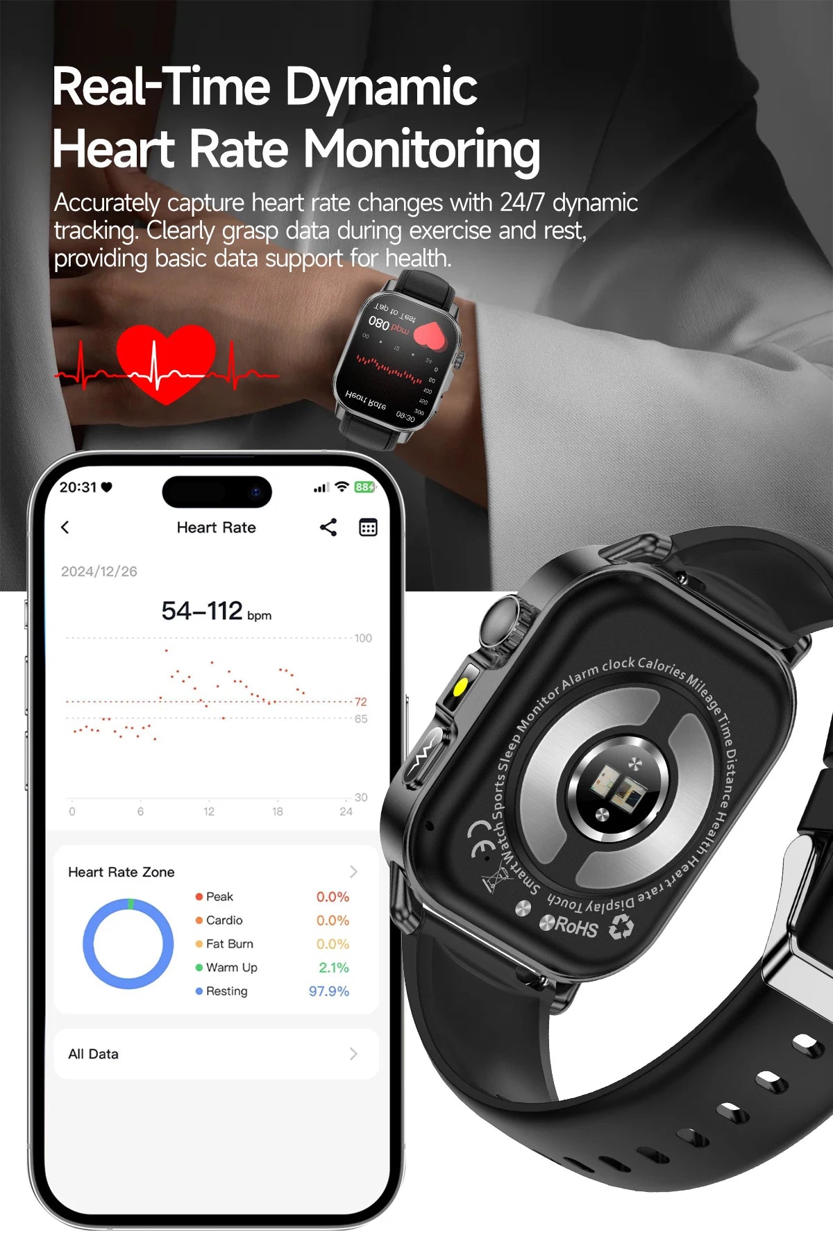 2026 New Nursing Grade Health Analysis SmartWatch ECG+PPG
