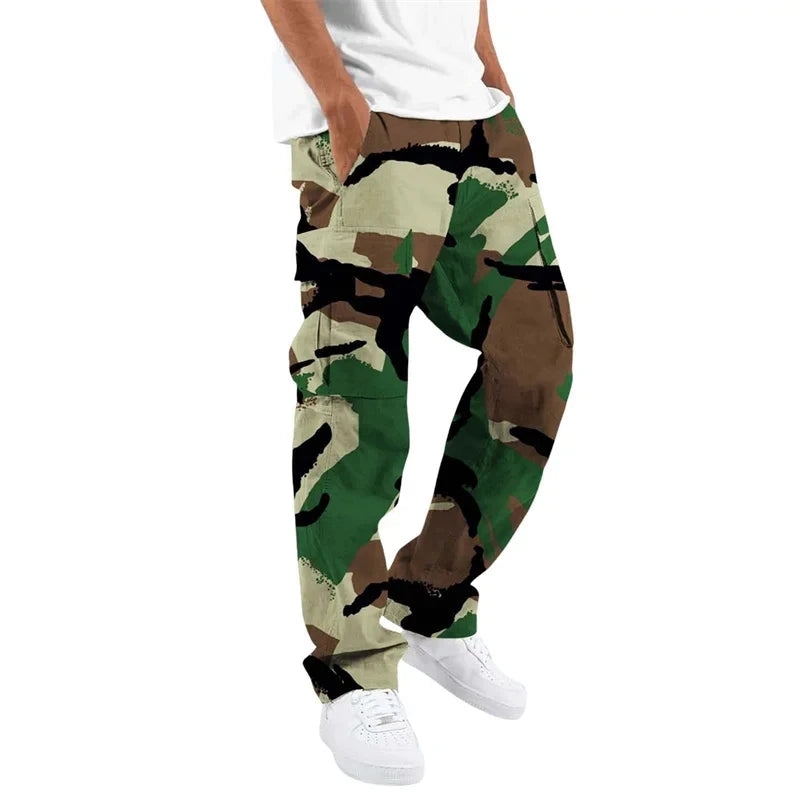 2024 Fashion camouflage overalls men's printing fashion outdoor overalls straight rope overalls men's clothingMen's pants casual