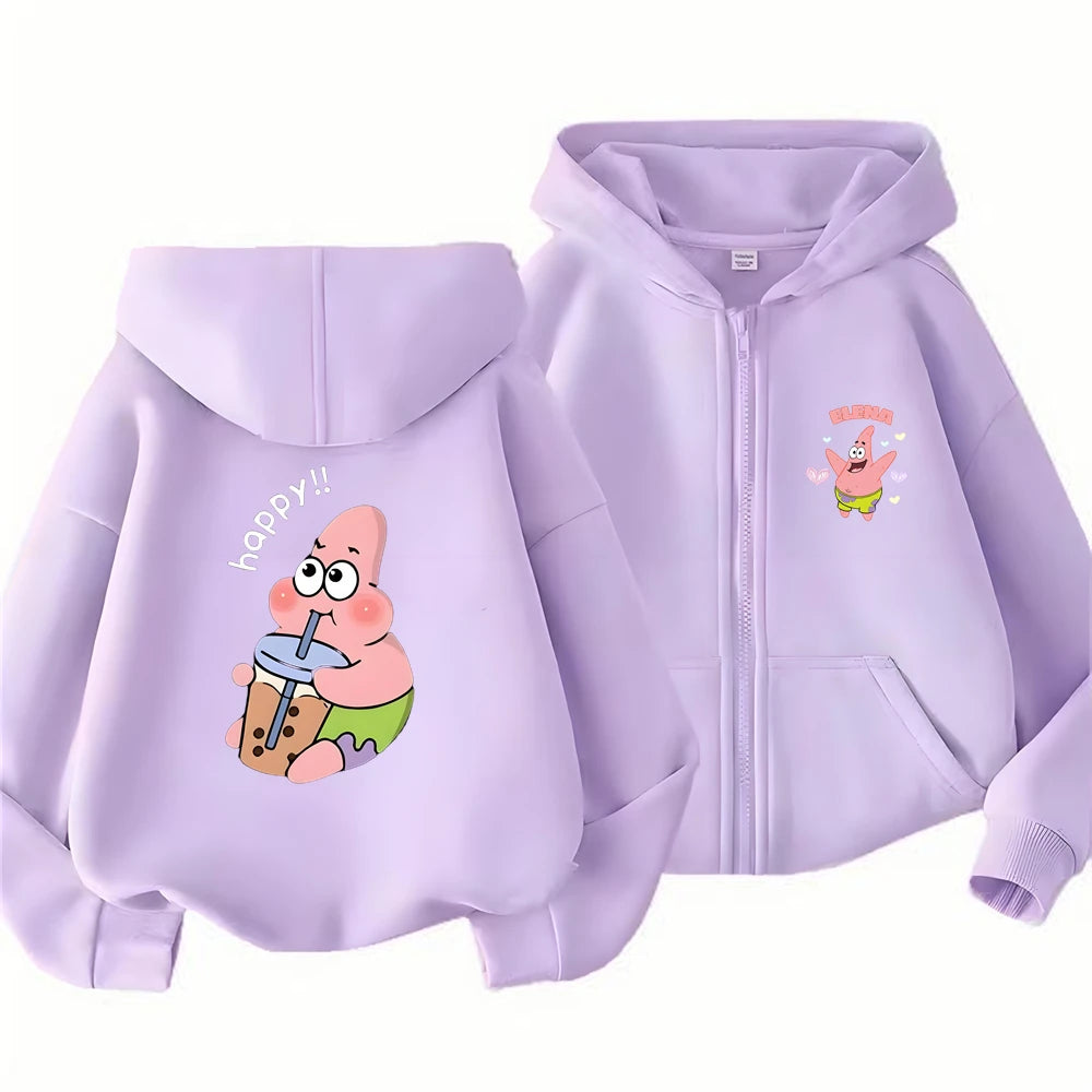 Hoodies Coat SpongeBob SquarePants Children gifts Zipper style Girls Boys Age 3-12 Kids Fashion