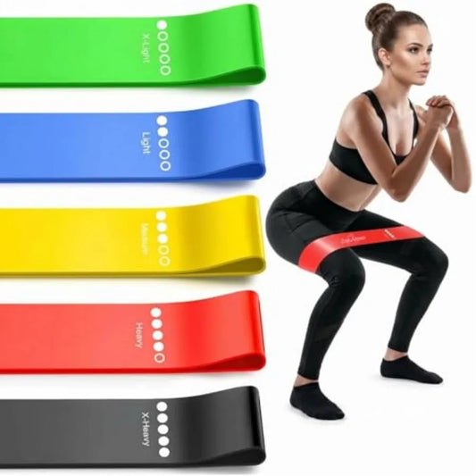 5-Pack Workout Resistance Bands: Elastic for Strength, Stretching, Pilates and Yoga.