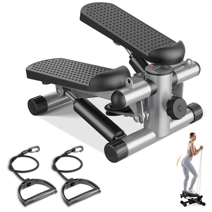 JHK Mini Stepper with Resistance Bands 300 LBS Weight Capacity Hydraulic Home Stepper Machine