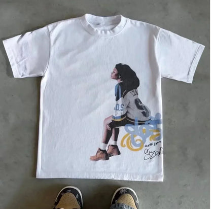 2000s Vintage Casual Girl Print Y2k Women's Tshirts Short Sleeve O-Neck Streetwear Harajuku Gothic Tee Crop Top Men Kid Clothes