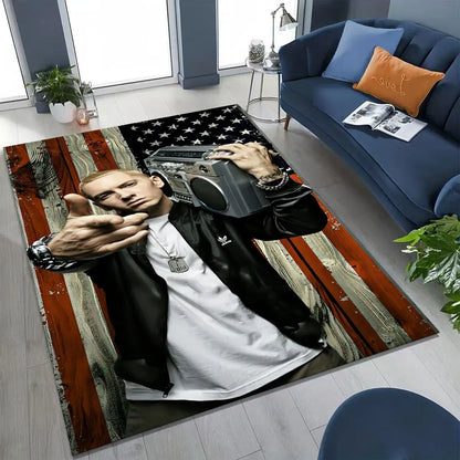 Tupac 2pac Rapper Eminem Hip Hop Rap God Art Rug for Bedroom Living Room Sofa Home Doormat Decor,