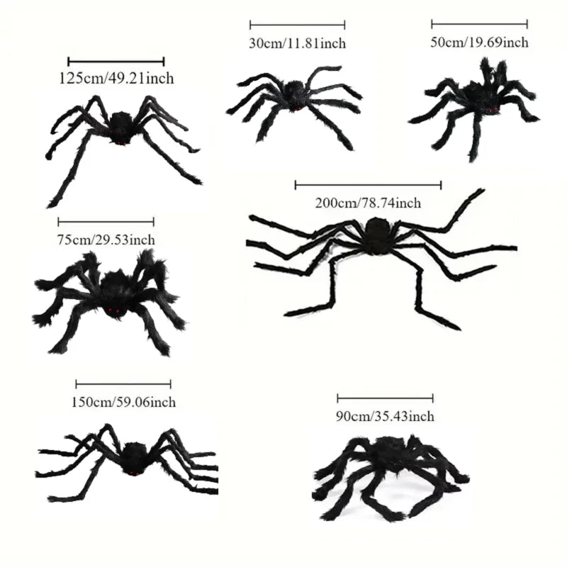 Halloween Decoration Party Prop Outdoor Giant Spider Decor 30-200cm Chamber Prank Black Spider