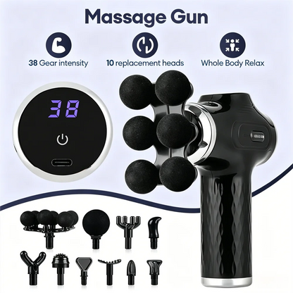 Mini Fascia Gun 38 Level High Frequency Vibration 6-Heads Body Massage Gun Muscle Relaxation Shoulde Waist Back Leg Arm Massager