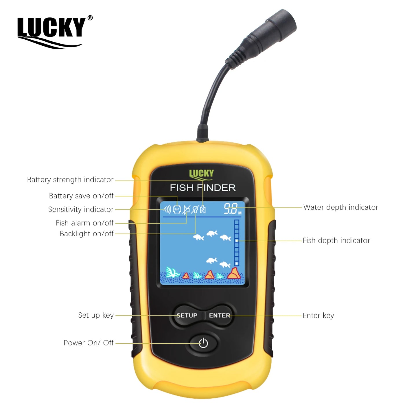 FFC1108-1 Alarm 100M Portable Sonar Fish Finders